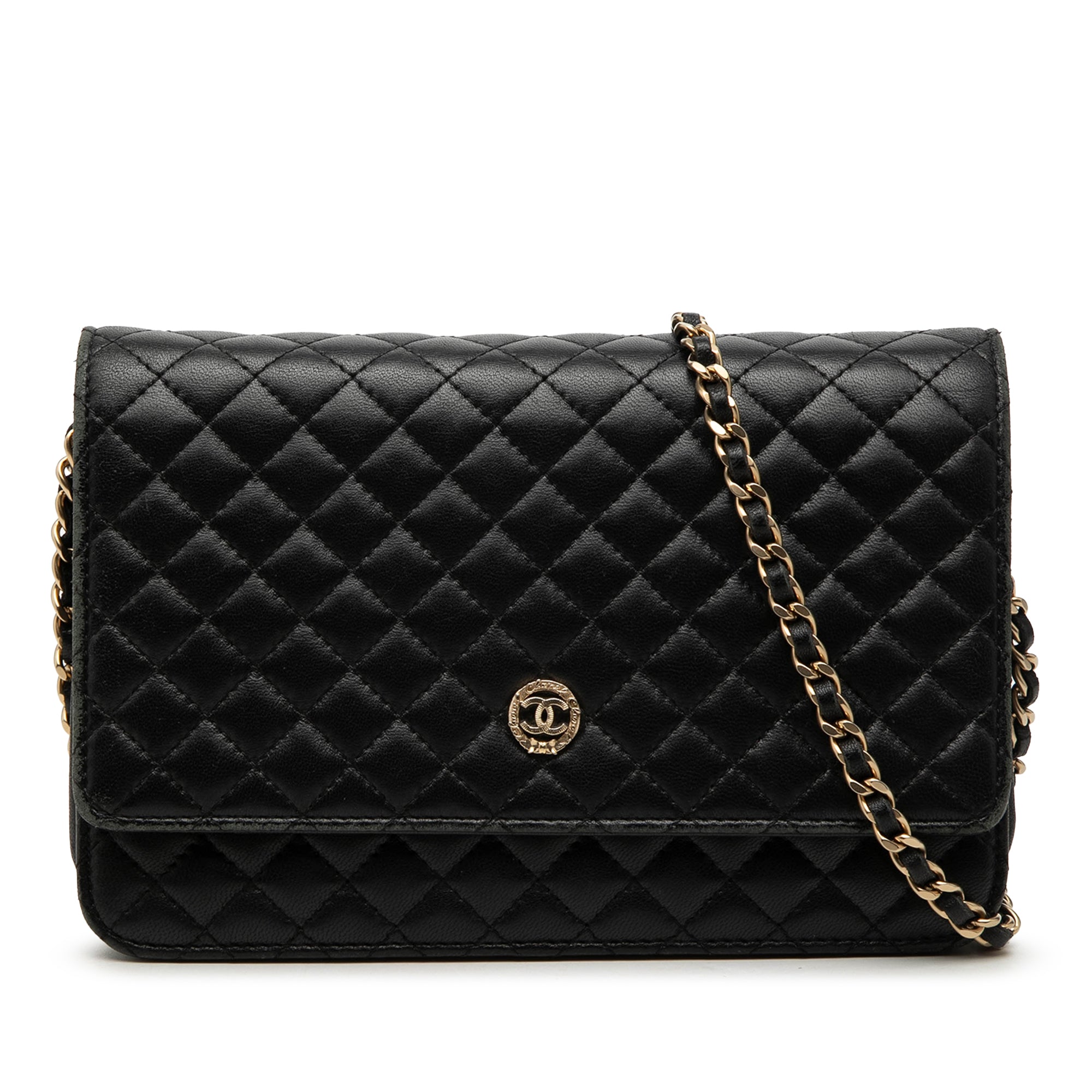 Quilted Lambskin Crest Wallet On Chain