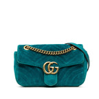 Medium GG Marmont Matelasse Velvet Shoulder Bag