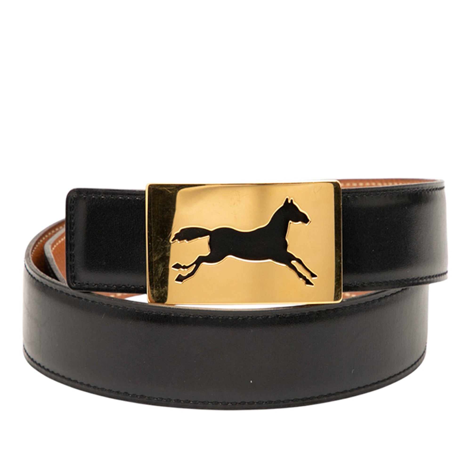 Box Calf Horse Buckle Belt