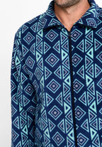 Chaqueta de Pijama Hombre Invierno Premium Forro Polar Estampado - Azul 0500_20