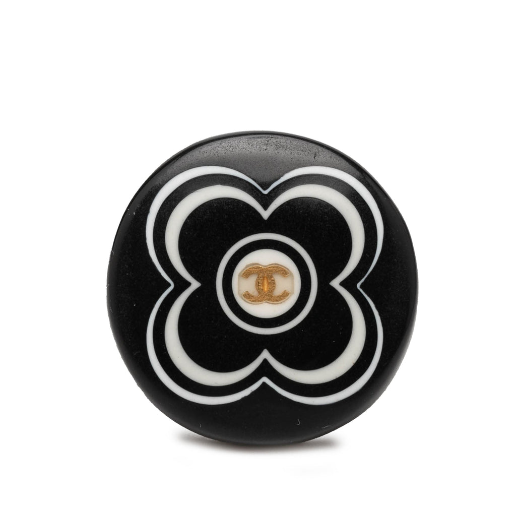 Resin and Gold Tone CC Logo Camellia Ring