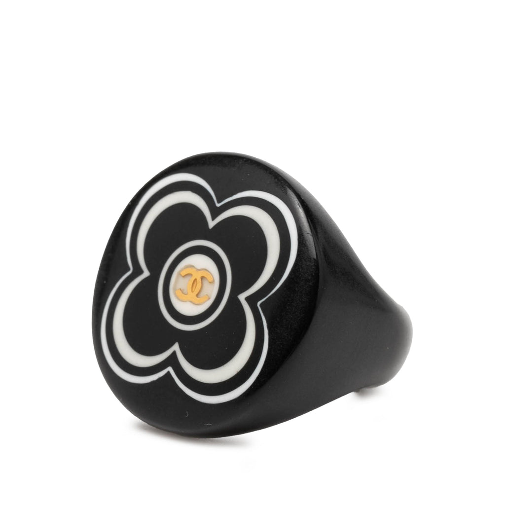Resin and Gold Tone CC Logo Camellia Ring