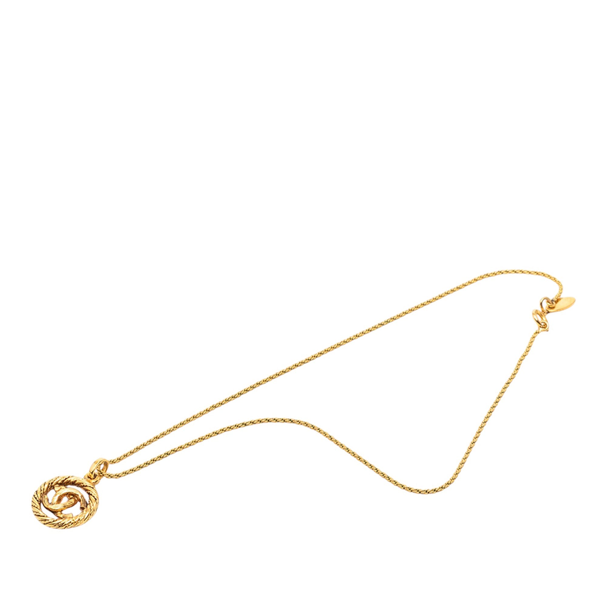 CC Gold Plated Round Pendant Necklace