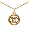 CC Gold Plated Round Pendant Necklace