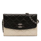 CC Bicolor Quilted Lambskin Double Sided Wallet on Chain