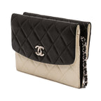 CC Bicolor Quilted Lambskin Double Sided Wallet on Chain