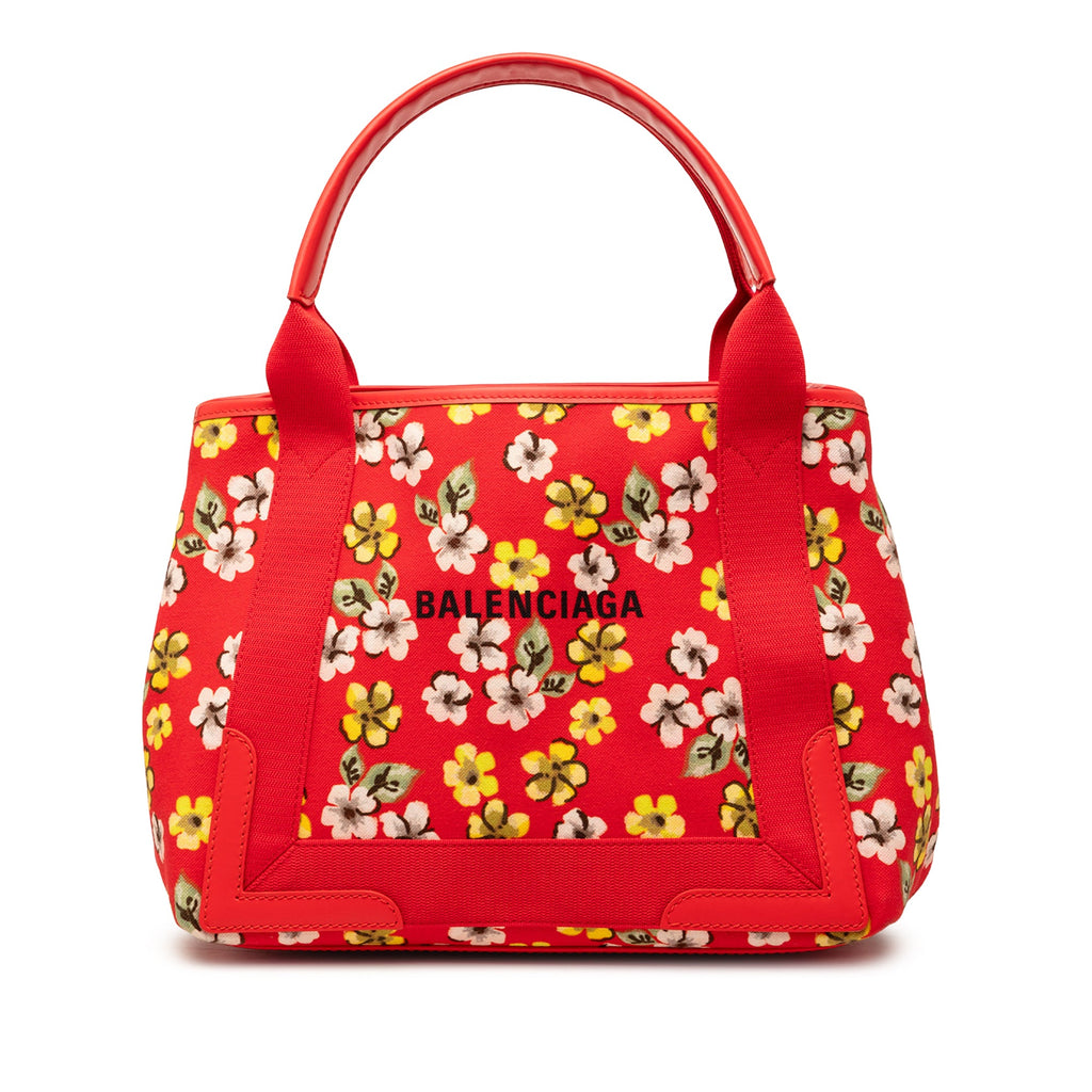 Canvas Floral Print Navy Cabas S