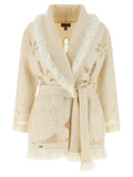 Alanui Hand-Embroidered Virgin Wool Cardigan — Cream