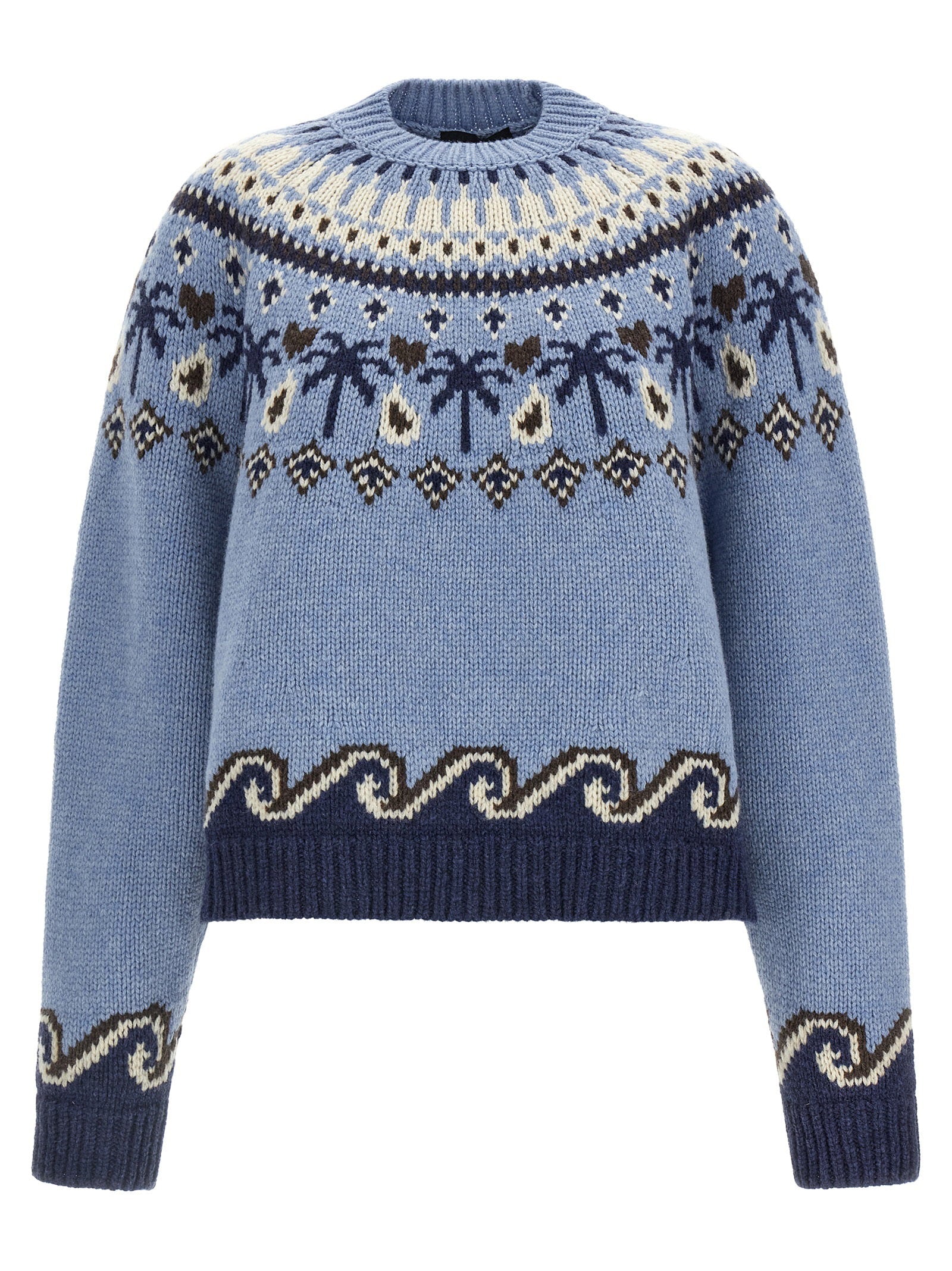 Alanui Fair Isle Virgin Wool Sweater — Blue