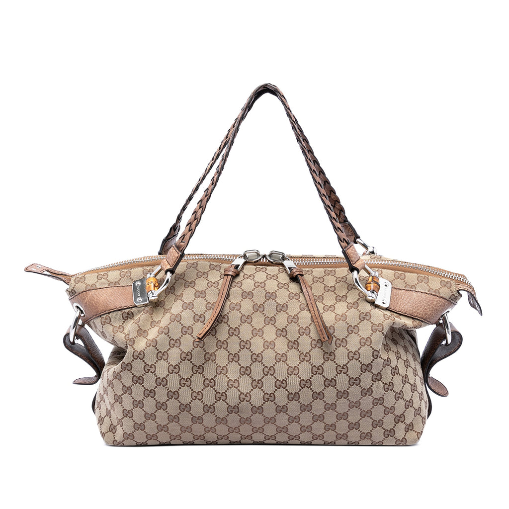 Medium GG Canvas Bamboo Bar Tote