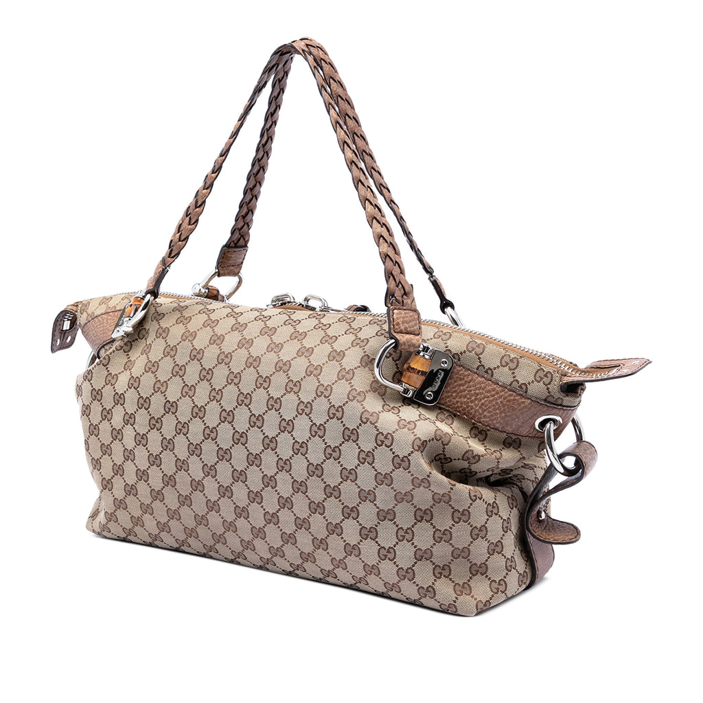 Medium GG Canvas Bamboo Bar Tote