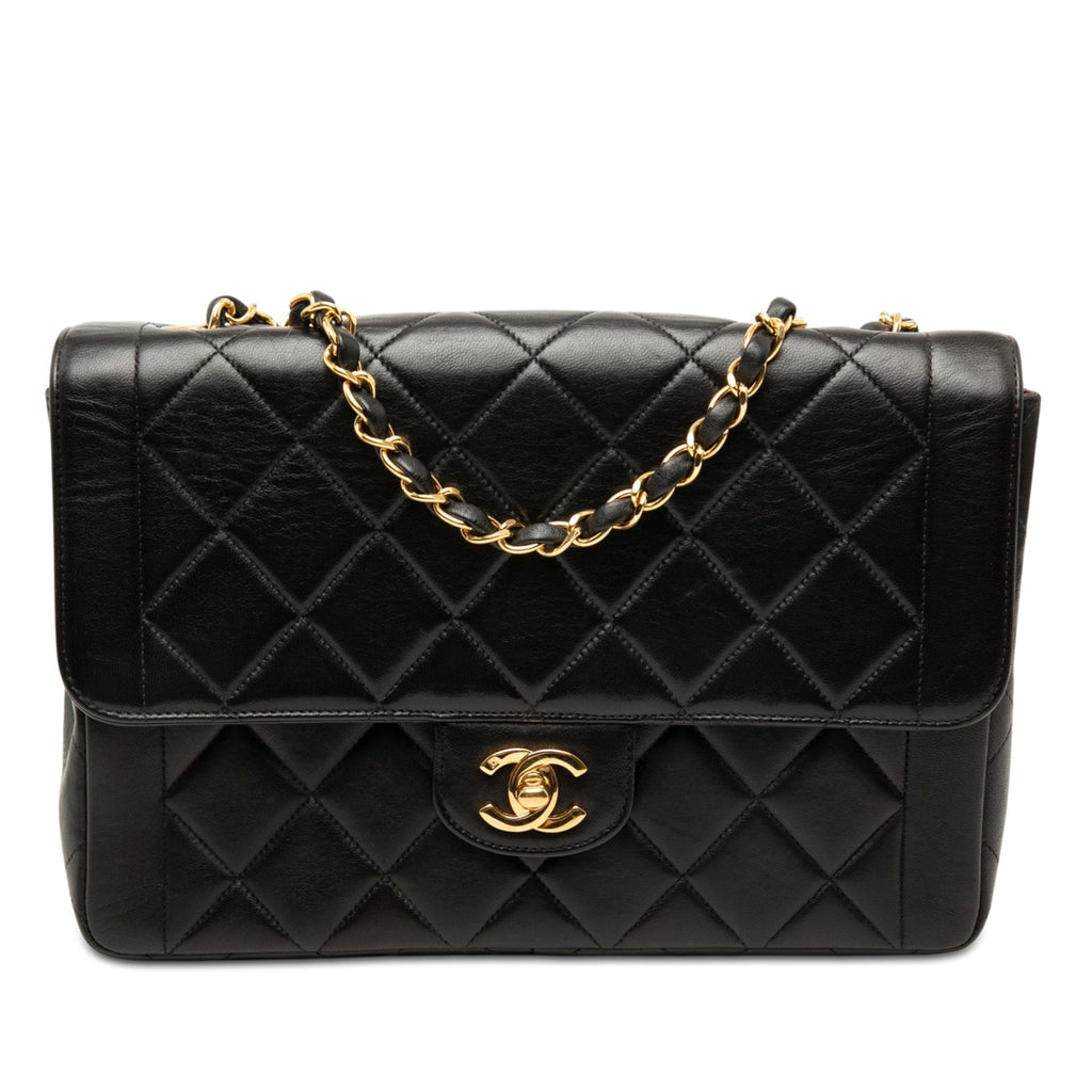 Medium CC Quilted Lambskin Border Single Flap