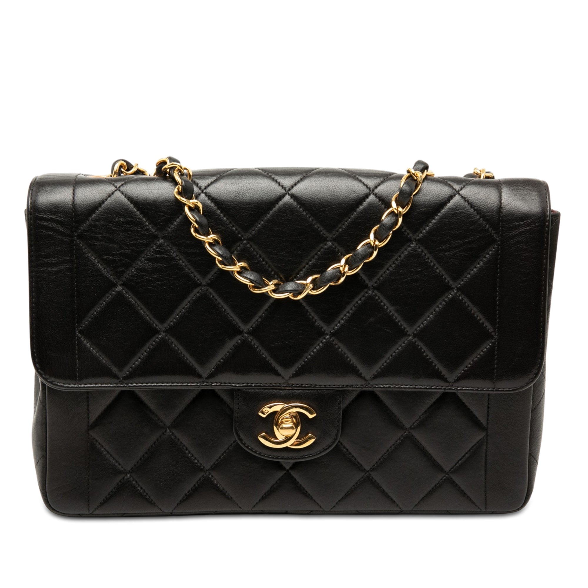 Medium CC Quilted Lambskin Border Single Flap
