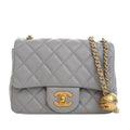 Mini Square Classic Lambskin Pearl Crush Single Flap