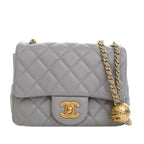Mini Square Classic Lambskin Pearl Crush Single Flap