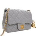 Mini Square Classic Lambskin Pearl Crush Single Flap