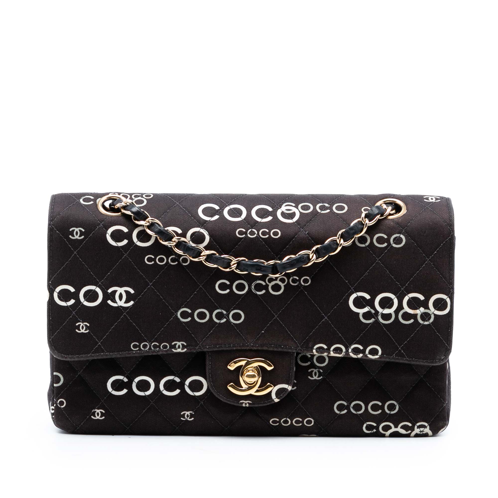 Medium Classic Canvas Coco Print Double Flap