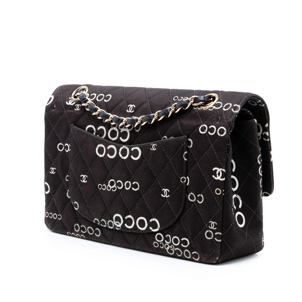 Medium Classic Canvas Coco Print Double Flap