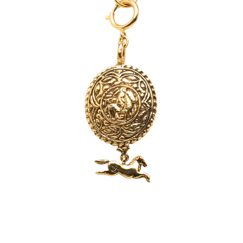Gold Plated Knight Horse Pendant Necklace