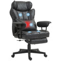 Big and Tall Massage Office Chair with Footrest, Lumbar Support & Reclining, Black