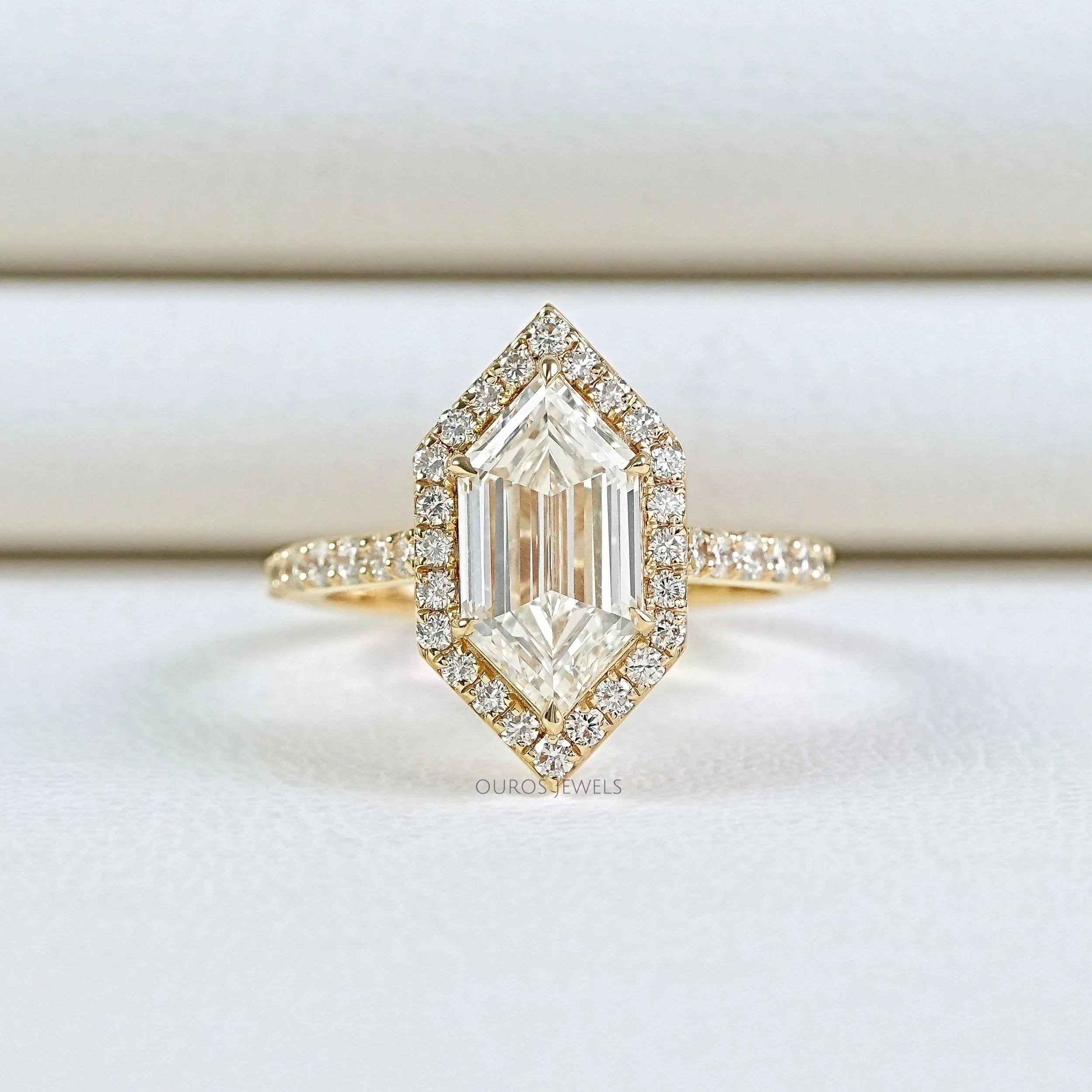 Step Cut Dutch Marquise Diamond Halo Accent Ring