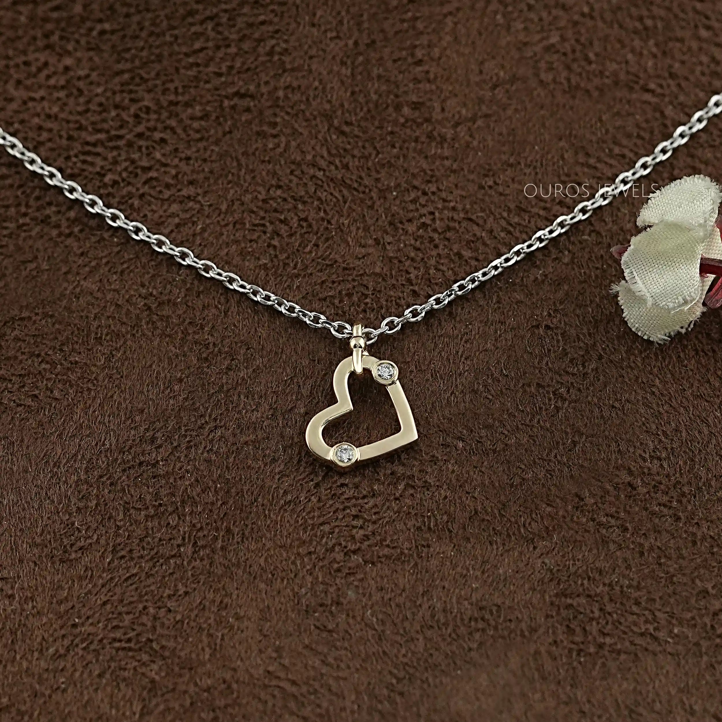 Lab Diamond Open Heart Shape Pendant