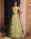 Green Floral Blossom Skirt Set By KYNAH, Luxury Indian Fashion & Bridal Wear