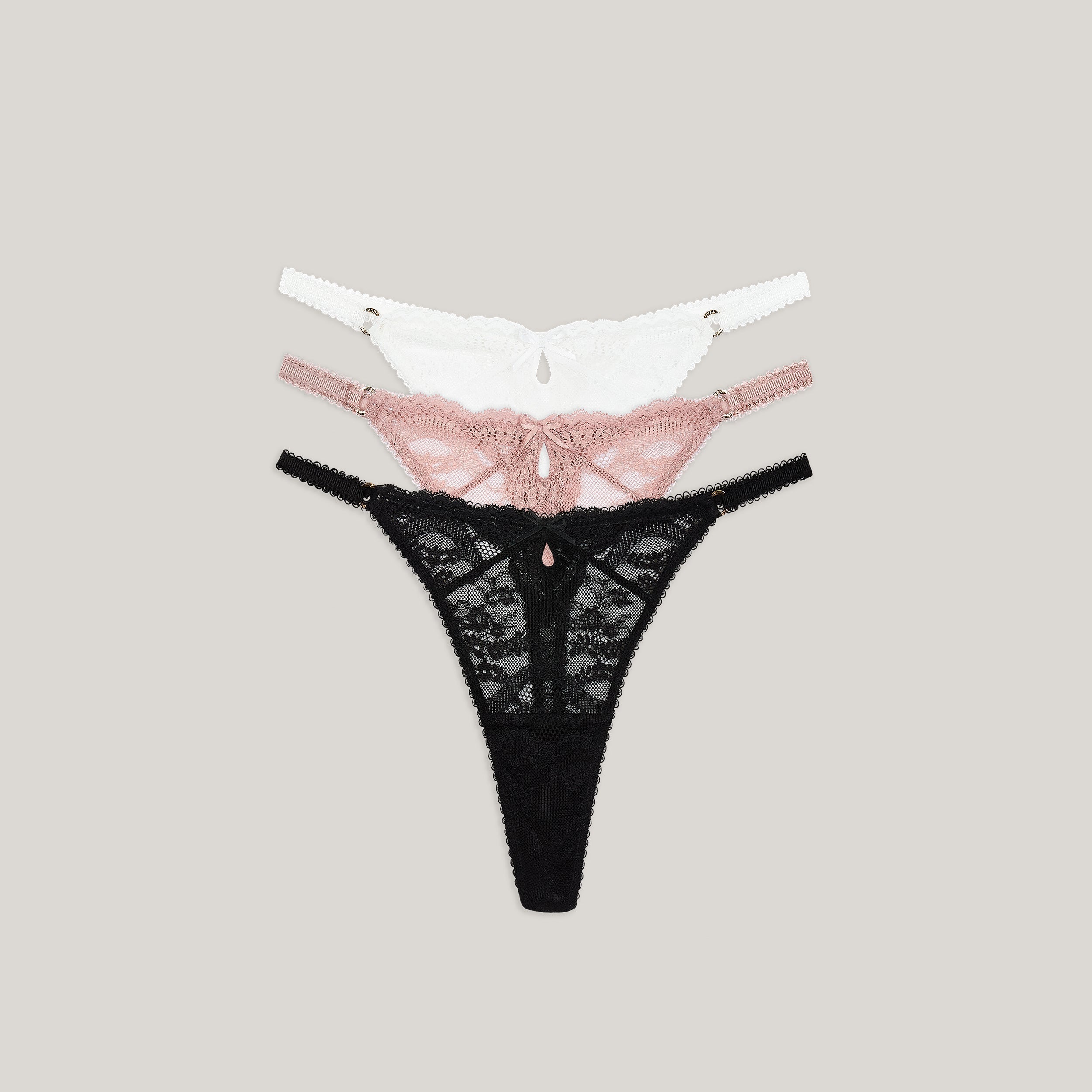 Lounge Underwear Lace Thongs (3-Pack) - Neutral