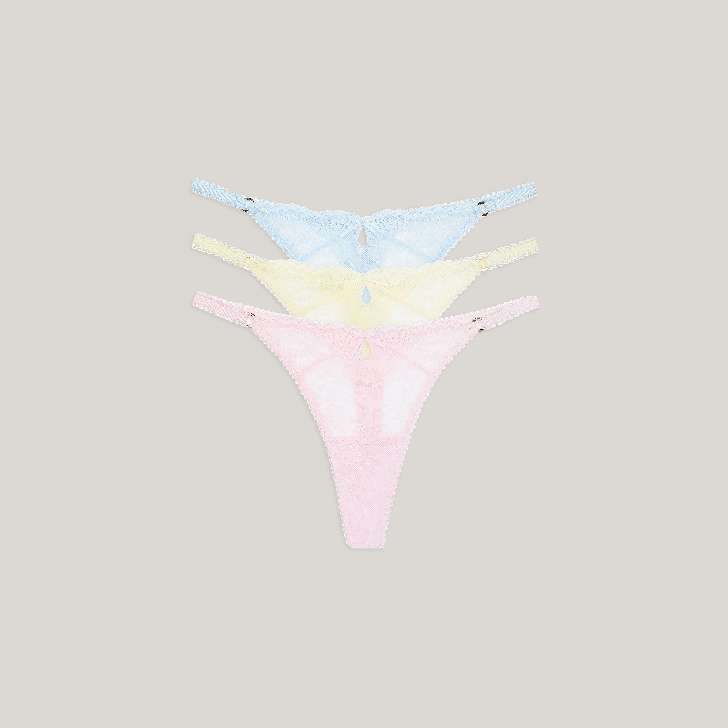 Lounge Underwear Lace Thongs (3-Pack) - Pastel