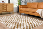 Lajos Brown Checkered Shag Rug