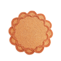 Set of 4 Large Pearl Flower Round Beaded Placemat - Orange