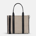 Large Structured Tote - Jute/Leather - Black