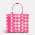 Large Structured Tote - Neon Pink Gingham