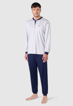 Pijama Hombre Largo Premium Tapeta Algodón Punto Estampado - Gris 5101_20