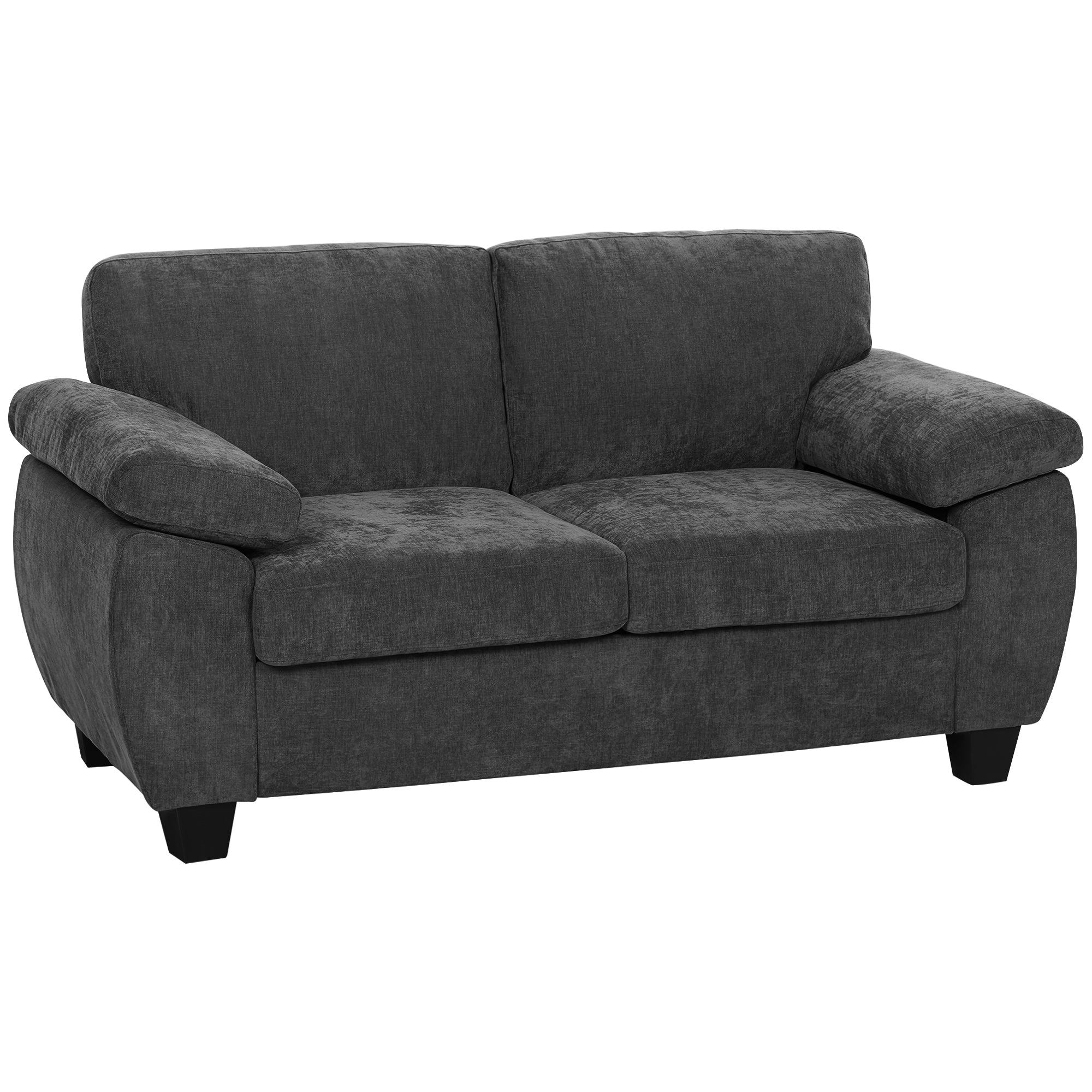 2 Seater Sofa, 156cm Chenille Loveseat Sofa with Thick Spring Cushions, Couch Settee for Small Space, Dark Grey