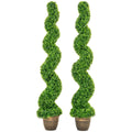 Set of 2 Decorative Artificial Plants Topiary Spiral Boxwood Trees in Pot, Fake Plants for Home Indoor Outdoor Decor, 150cm, Green