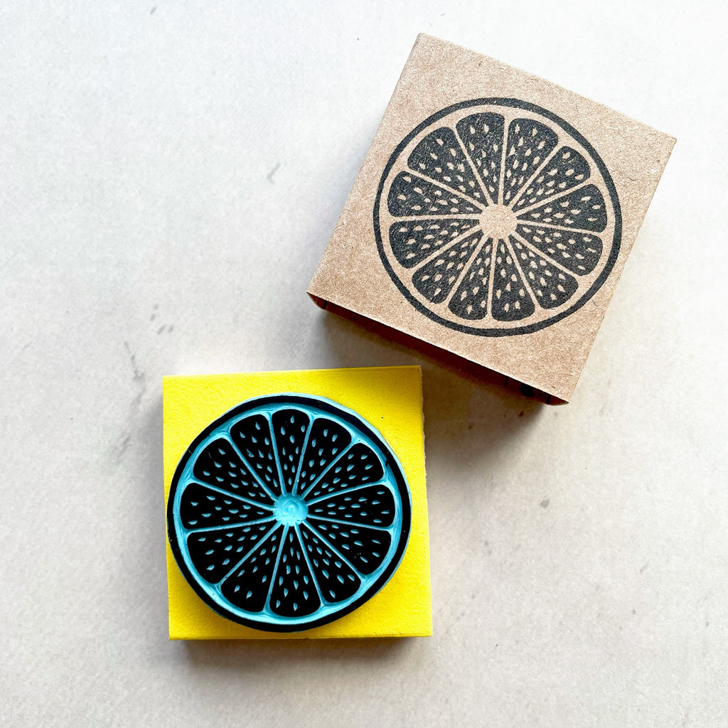Lemon rubber stamp in two designs