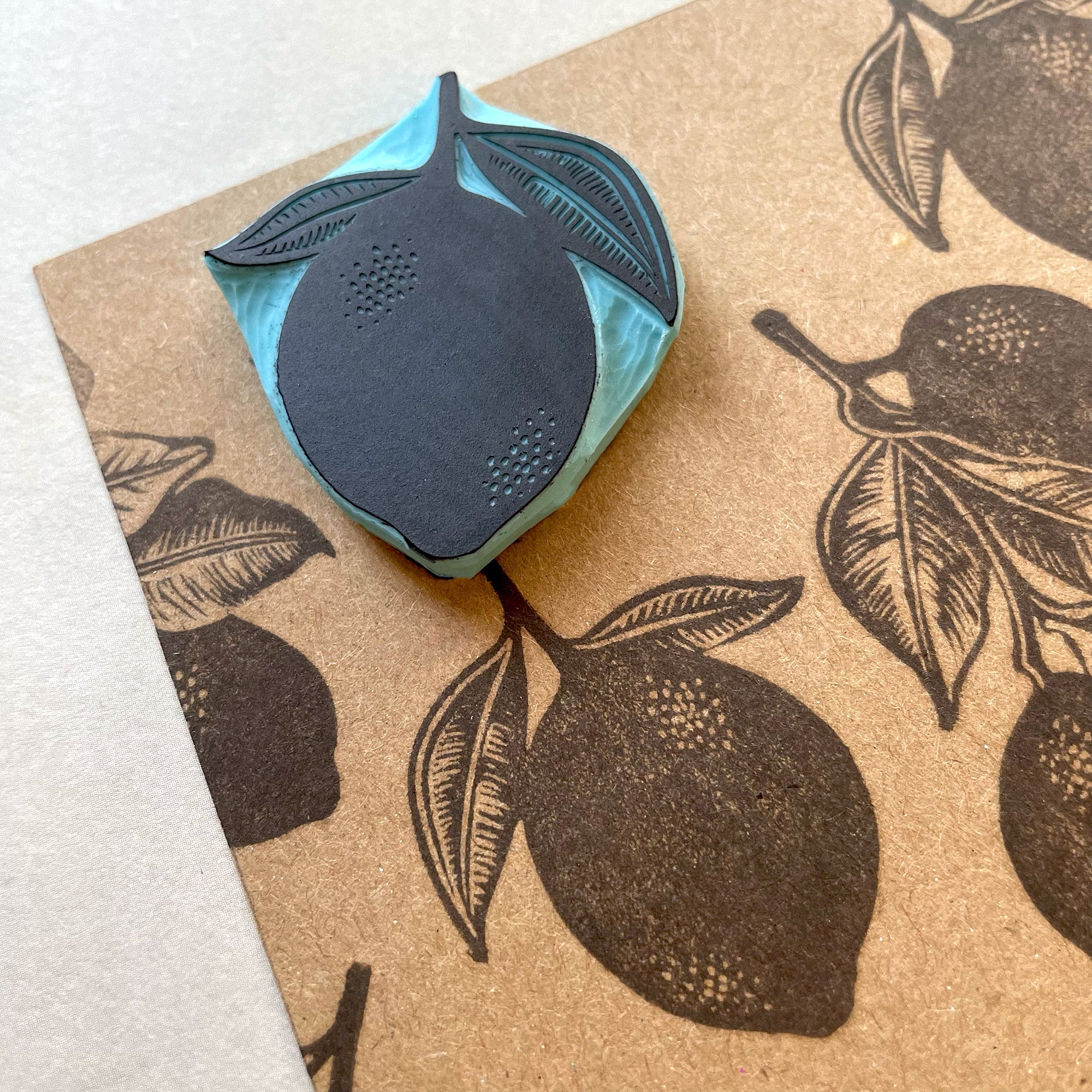 Lemon hand carved rubber stamps, two designs to choose from