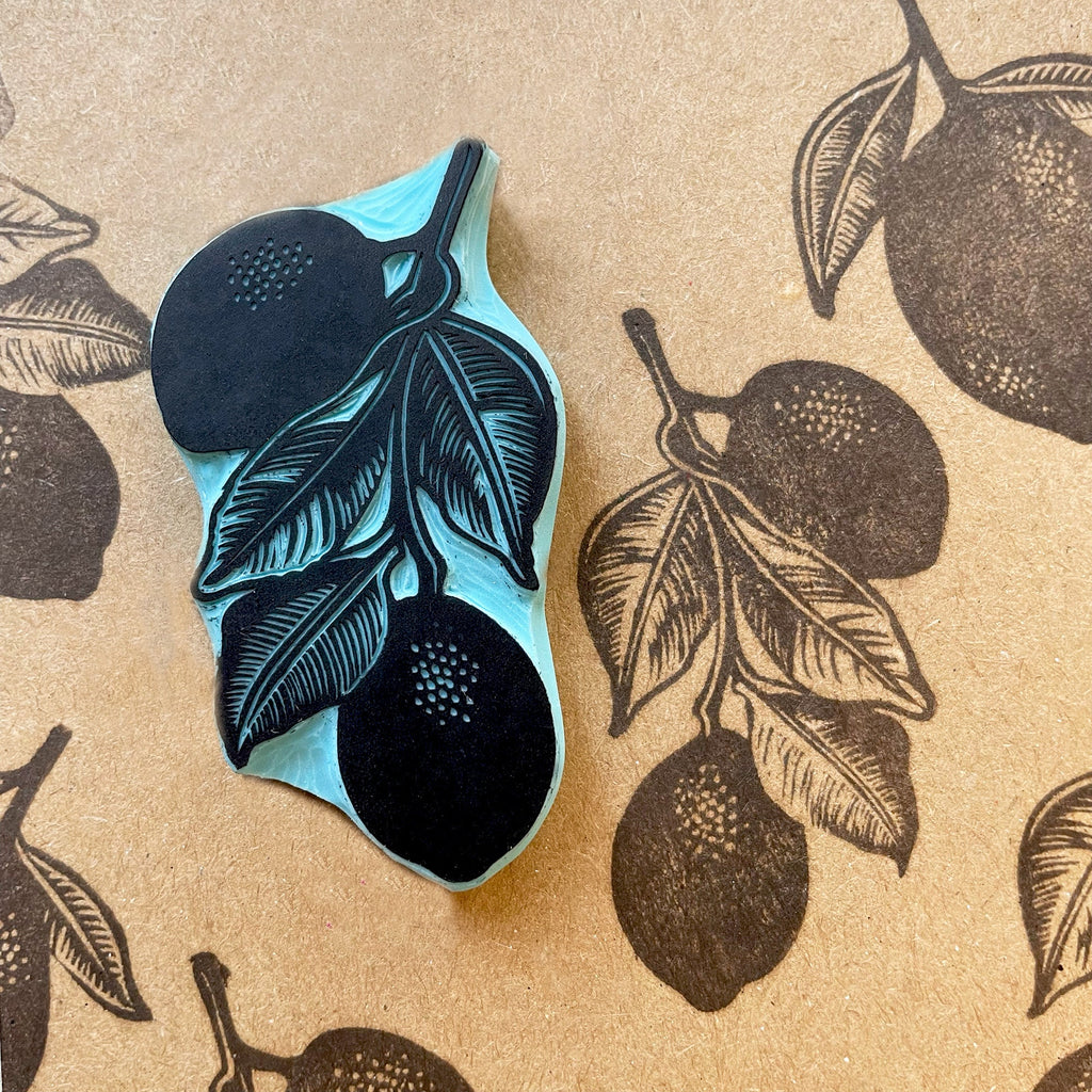 Lemon hand carved rubber stamps, two designs to choose from