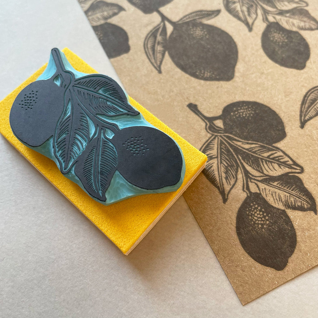 Lemon hand carved rubber stamps, two designs to choose from