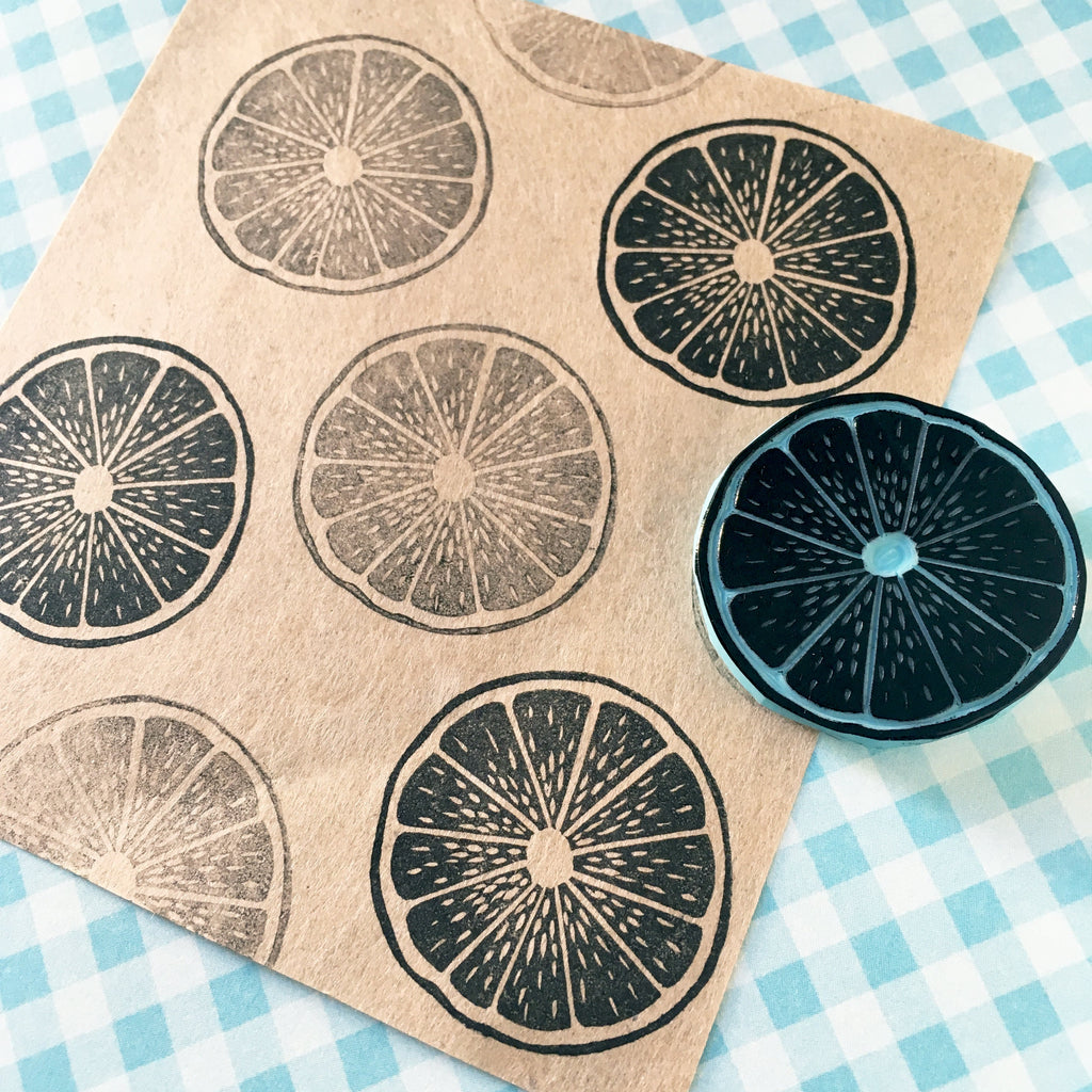 Lemon rubber stamp in two designs