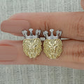 Lion King Shape Round Diamond Stud Earrings