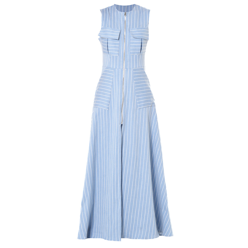 Long Denim Striped Dress | PR Sample