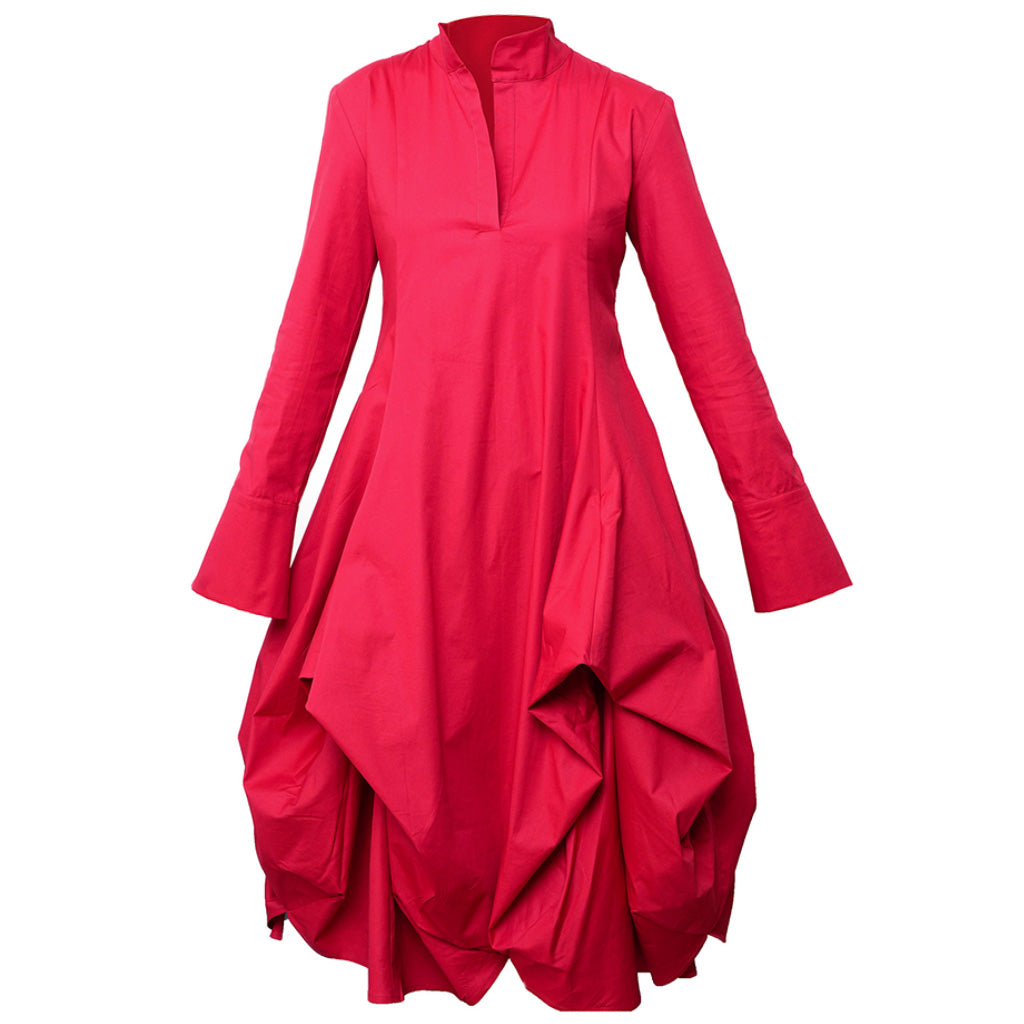 Long Sleeve Long Red Shirtdress | PR Sample