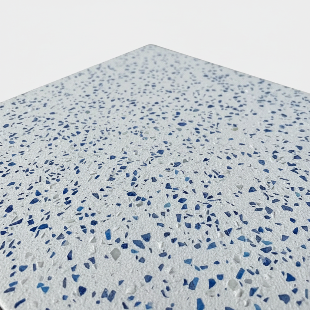 Losa hormigon blanco con vidrio azul 75x75 cm