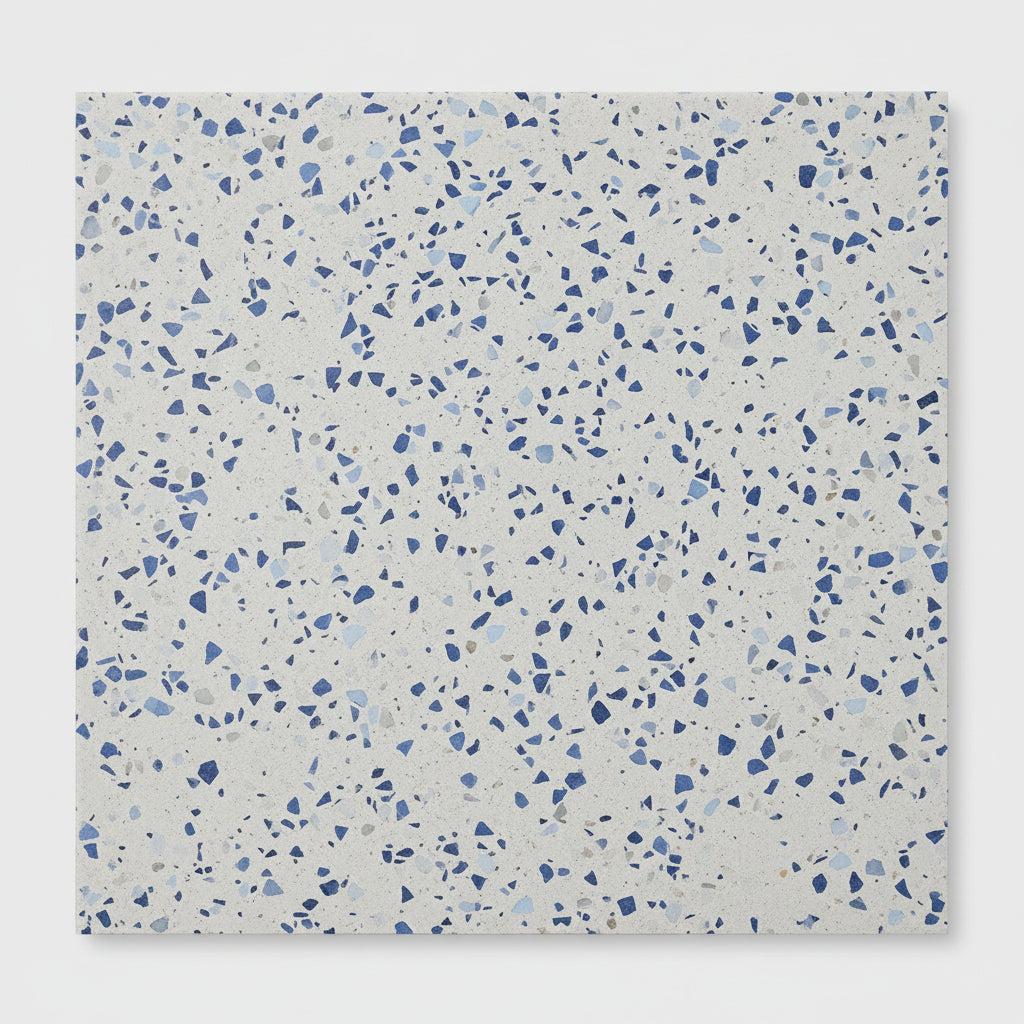 Losa hormigon blanco con vidrio azul 75x75 cm