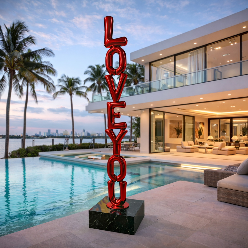 OSO Stainless Steel Love You Top To Bottom Sculpture - Height: 36 inch (91 cm)