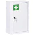 12" x 18" Wall Medicine Cabinet with Lock, 3 Tier Steel Wall Cabinet for Bathroom, White
