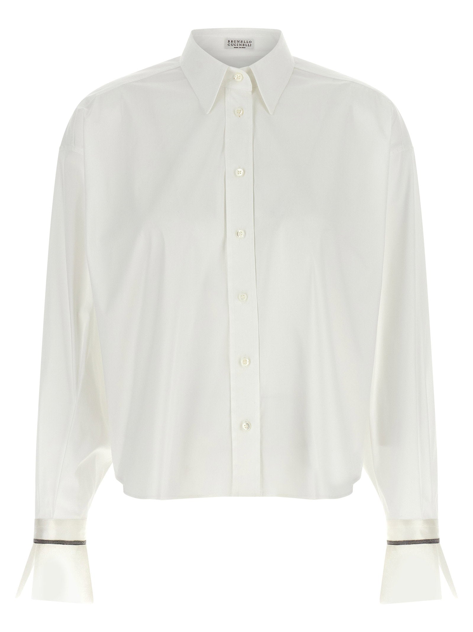 Brunello Cucinelli Shiny Cuffs Shirt — White