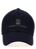Brunello Cucinelli Logo-Embroidered Wool Baseball Cap — Navy